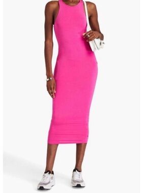 Good American super stretch tank  Midi Dress in Hot Pink NWT